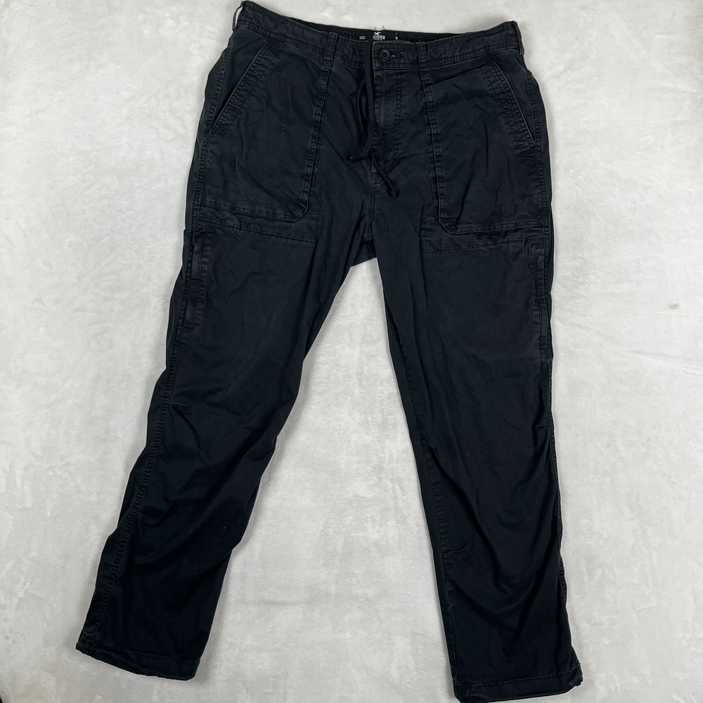 Hollister Chino Pants Mens XL Black Straight Epic Flex Elastic Waist Drawstring